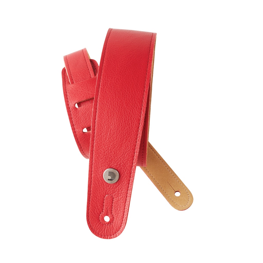 D'Addario Slim Garment Leather Guitar Strap Red