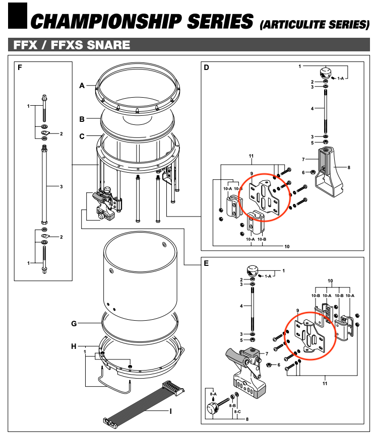 Pearl Butt Plate Mounting Bracket for FFX Marching Snare Drums