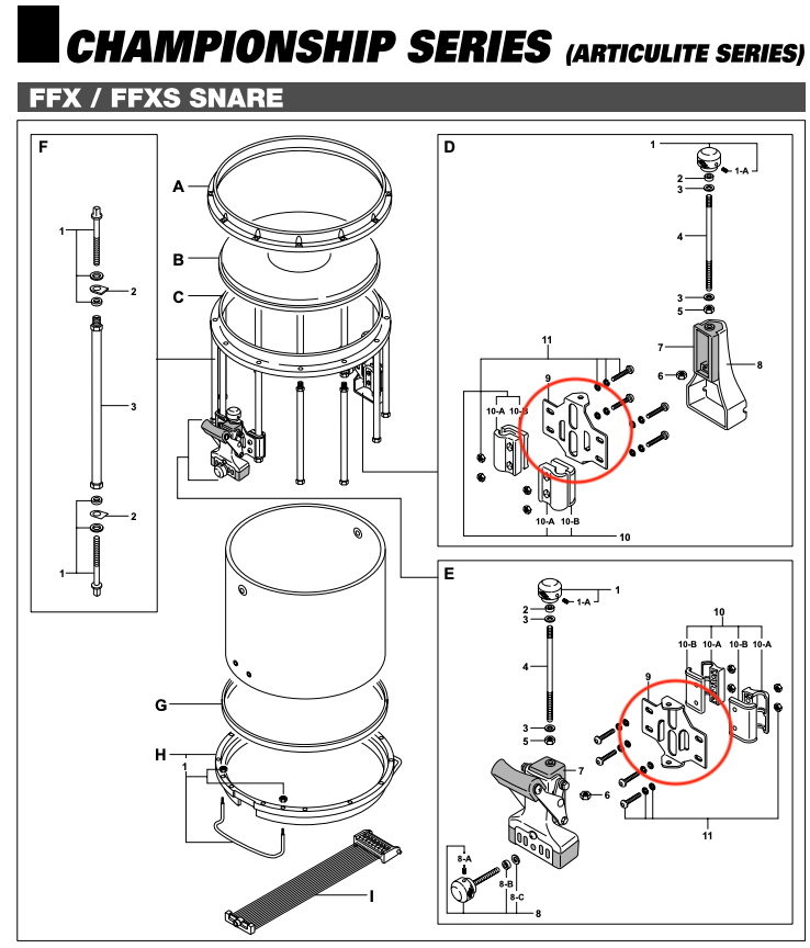 [PR523] Pearl Butt Plate Mounting Bracket for FFX Marching Snare Drums