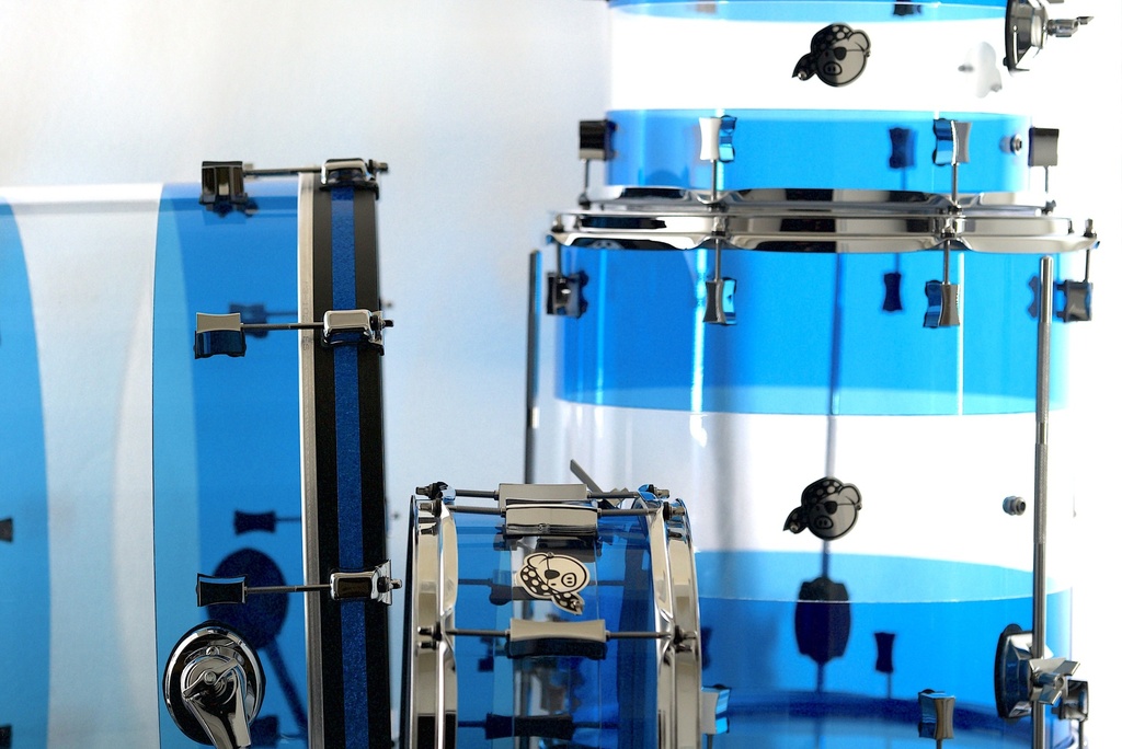 [PP4PC-CBA] Pork Pie Percussion 4-Piece Custom Drum Set in Clear/Blue Acrylic
