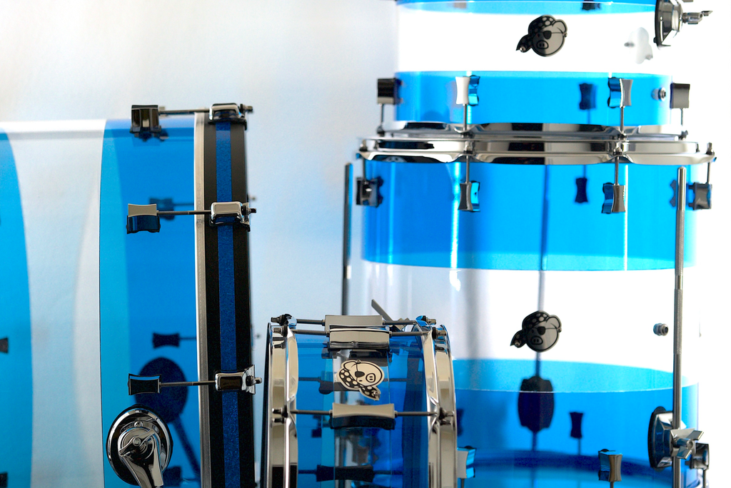 [PP4PC-CBA] Pork Pie Percussion 4-Piece Custom Drum Set in Clear/Blue Acrylic