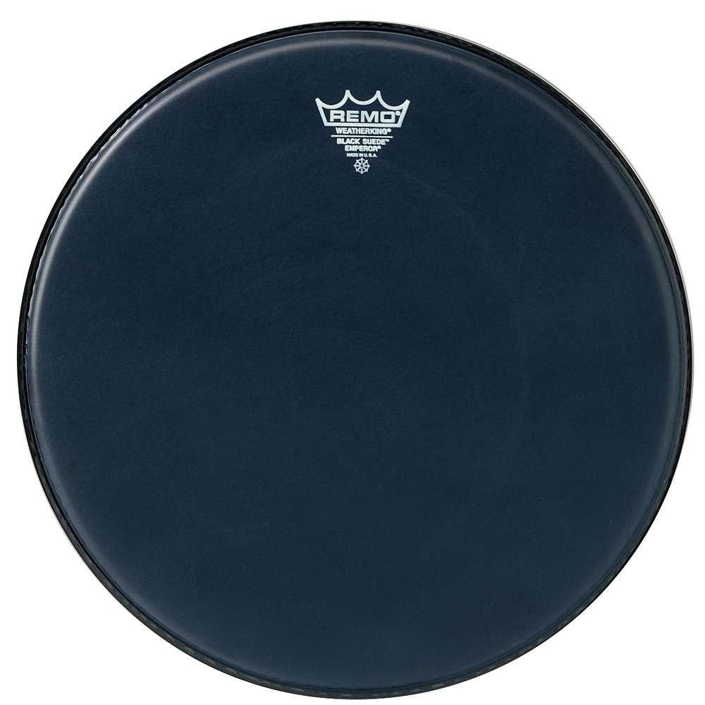 [ES-0814-MP-] Remo 14" Emperor Black Suede Crimplock Marching Tenor Drum Head