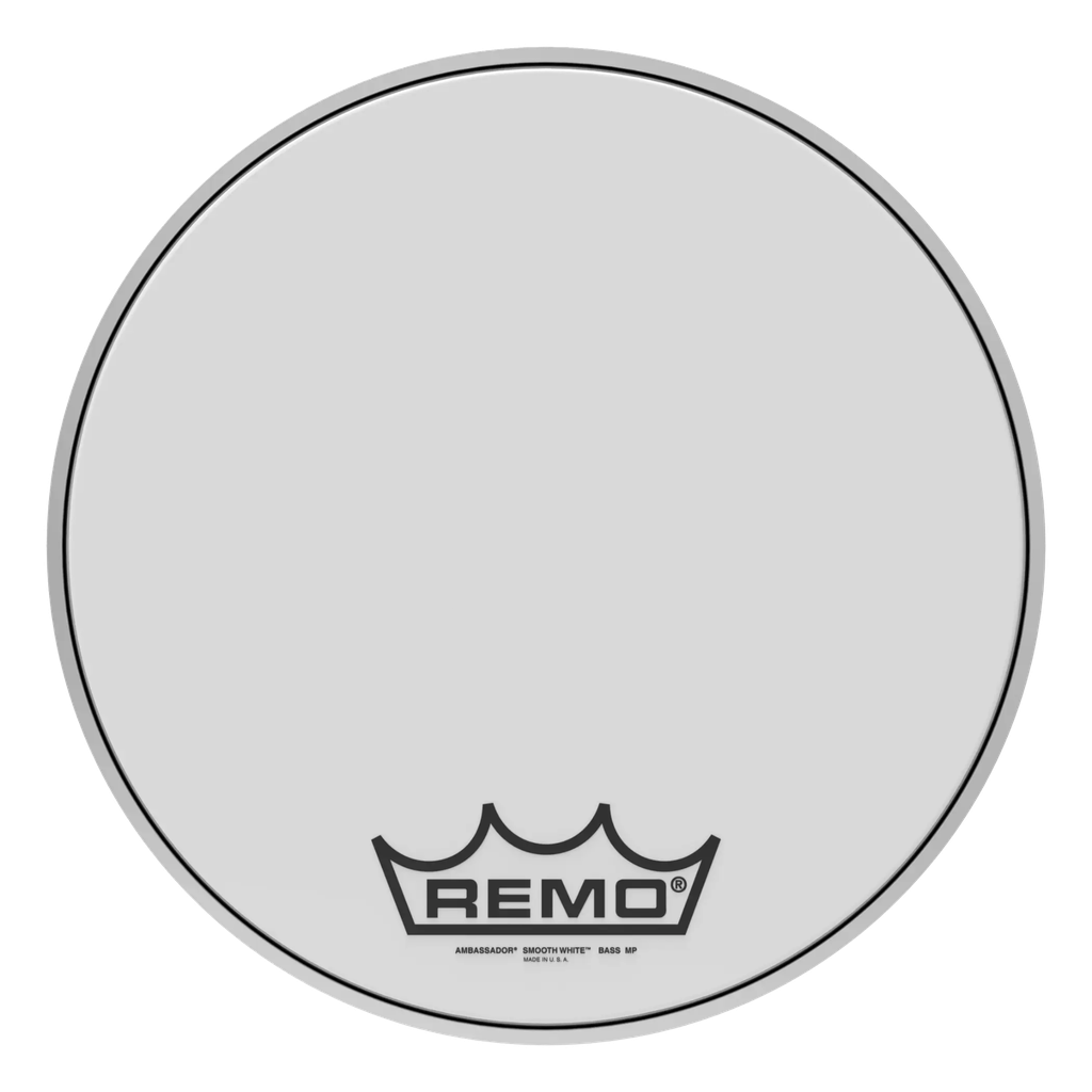 [BR-1218-MP-] Remo 18" Ambassador Smooth White Crimplock Marching Bass Head