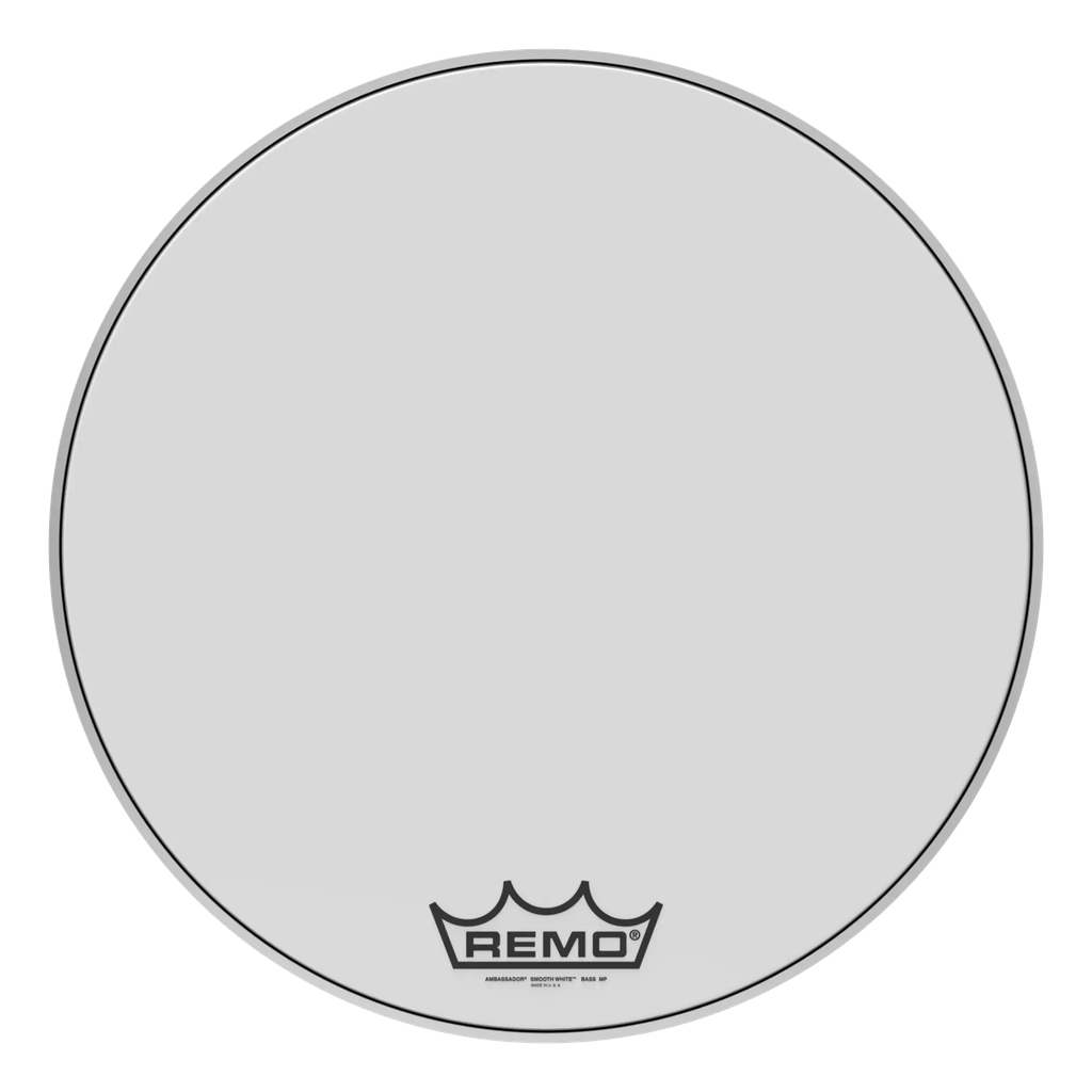 [BR-1224-MP-] Remo 24" Ambassador Smooth White Crimplock Marching Bass Head