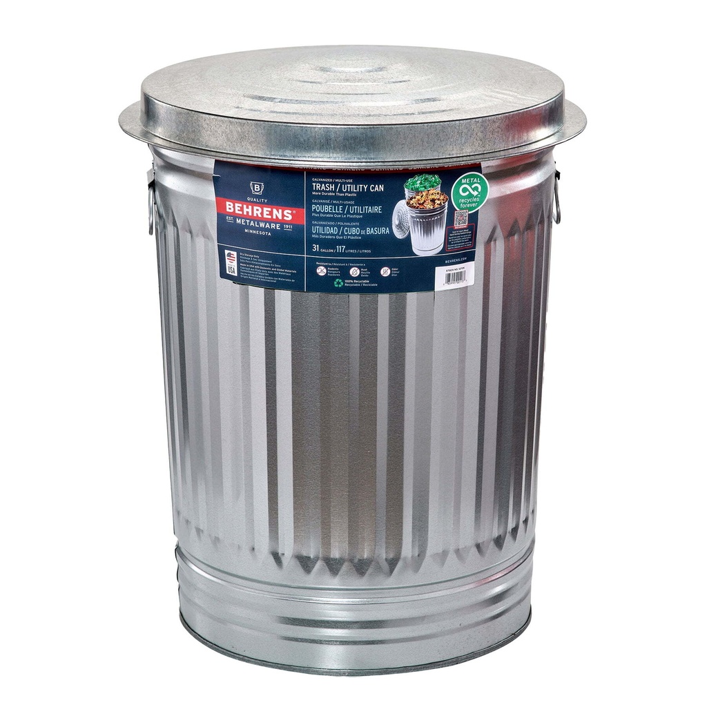 [TCT-B31-Can] Behrens 31-Gallon Steel Trash Can