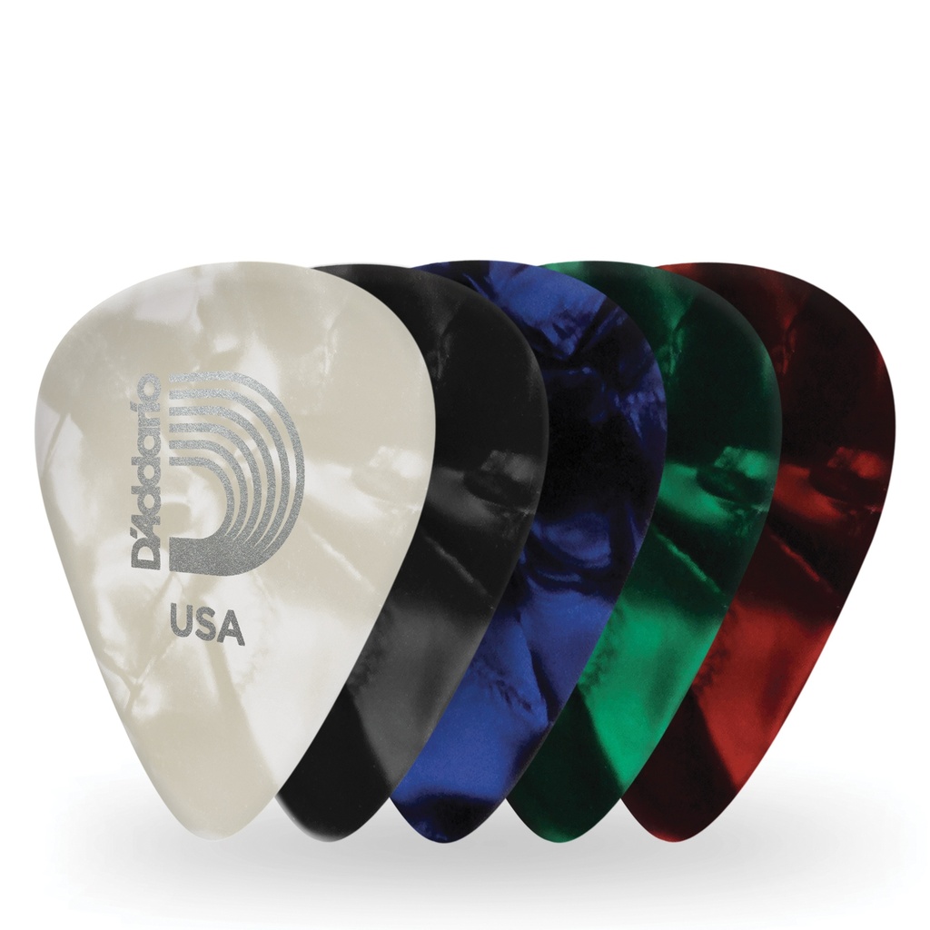 [1CAP4-10] D'Addario Assorted Pearl Celluloid Guitar Picks 10 pack Medium