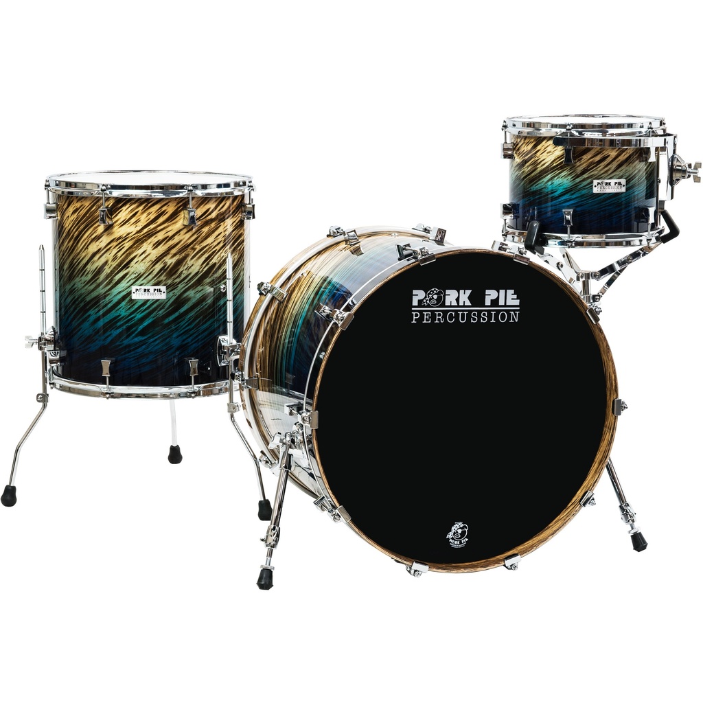 [PPBFD223] Pork Pie Percussion Birch 3-Piece Drum Set (22B-12-16FT) in Blue Fade Dip