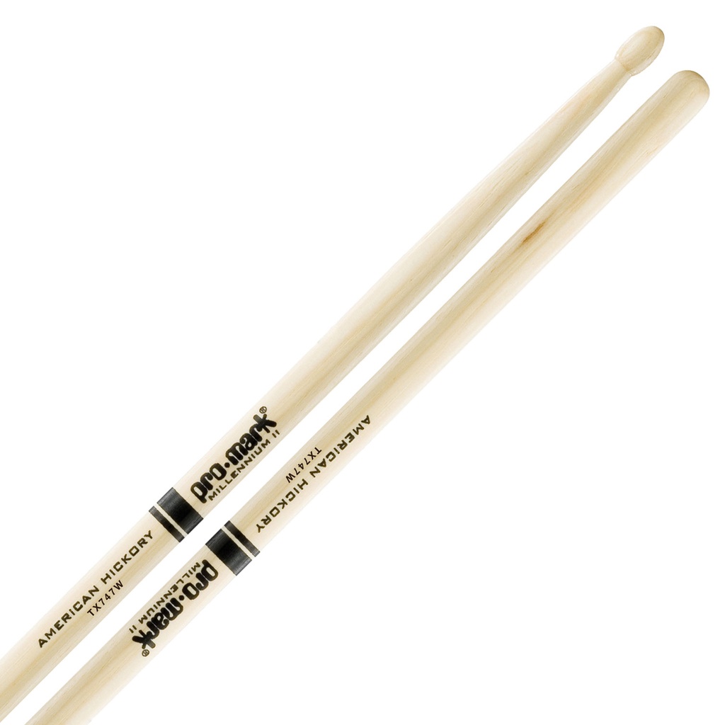 Promark 747 Hickory Wood Tip Rock Drumsticks