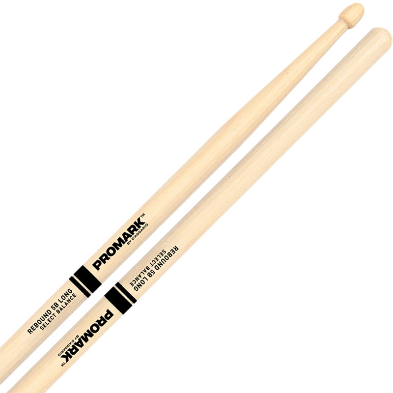 Promark Rebound 5B Long Hickory Drumsticks w/ Acorn Wood Tips