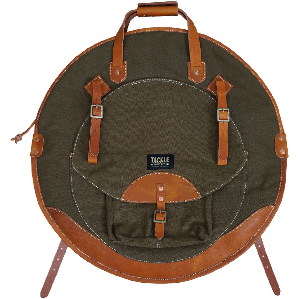 Tackle Instrument Supply Co. 24" Forest Green Canvas/ Tan Leather Cymbal Bag Backpack