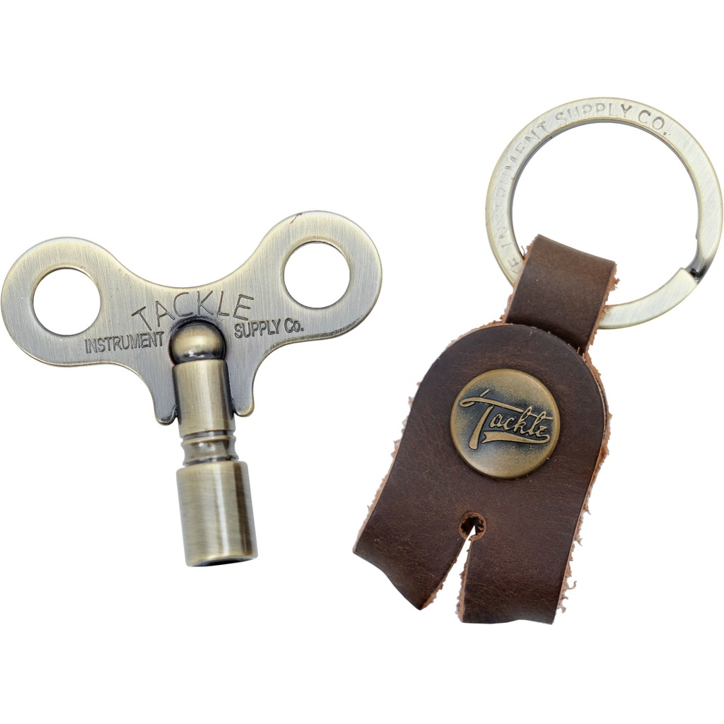 [TKDK-AB] Tackle Instrument Supply Co. Time Keeper Drum Key with Leather Case in Antique Brass