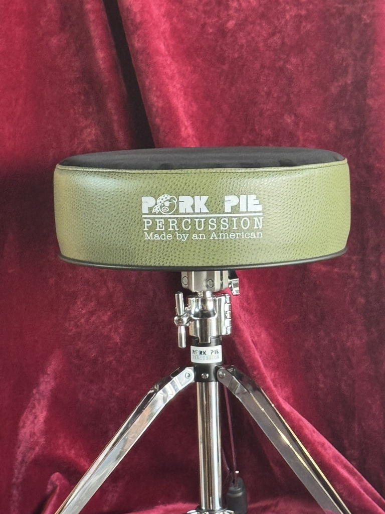 [PPRTH-GO-BLK] Pork Pie Percussion Round Throne - Custom Green Ostrich Side w/ Black Plush Top