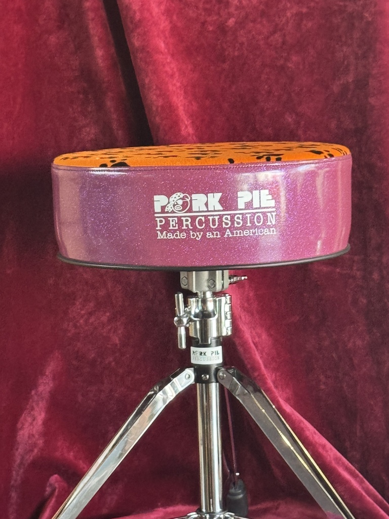 [PPRTH-PS-TIG] Pork Pie Percussion Round Throne - Purple Sparkle Side w/ Orange Tiger Paw Top